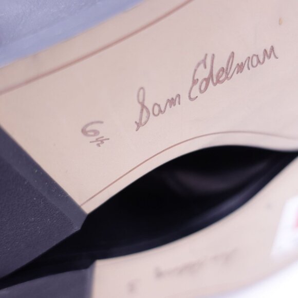 NEW SAM EDELMAN Weslie Buckle Wedge Bootie In Black Size 6.5 Pointed Toe - Picture 8 of 8